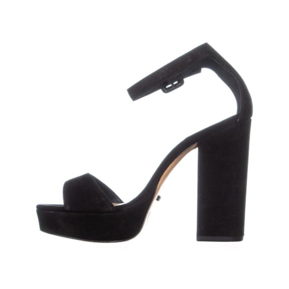 SCHUTZ Mikella Black Leather Heel Platform Ankle Strap Sandals NWT - Picture 2 of 4